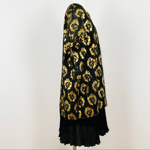 Vintage Sandi Dee black & gold dress 24 1/2 - Picture 4 of 6